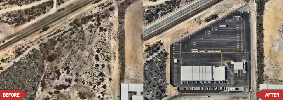 Jandakot Bus Depot before and after construction, Earthworks done by Ricciardo Earthmoving